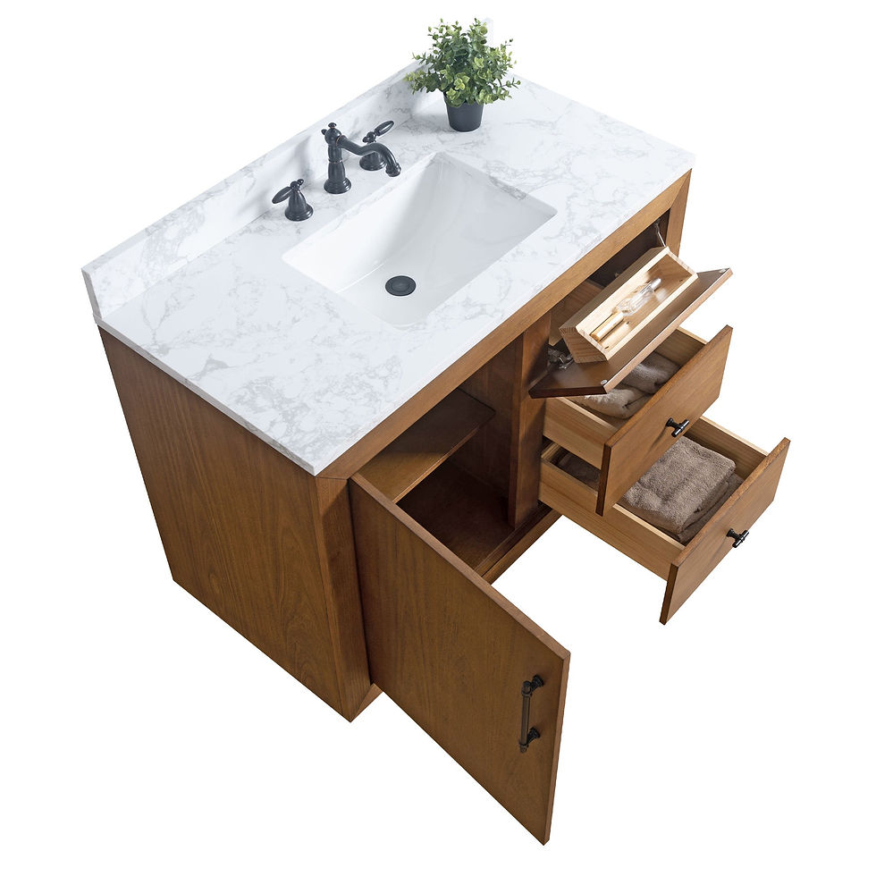 Thumbnail: vanityart 42x22x38’’ Single Sink Bathroom Vanity in Tan with Ceramic Top