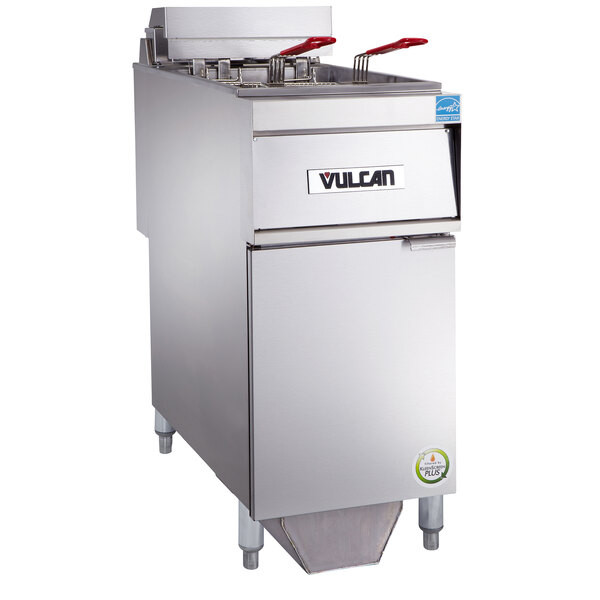 Vulcan 1ER50AF-2 50 lb. Electric Floor Fryer with Analog Controls and KleenScree