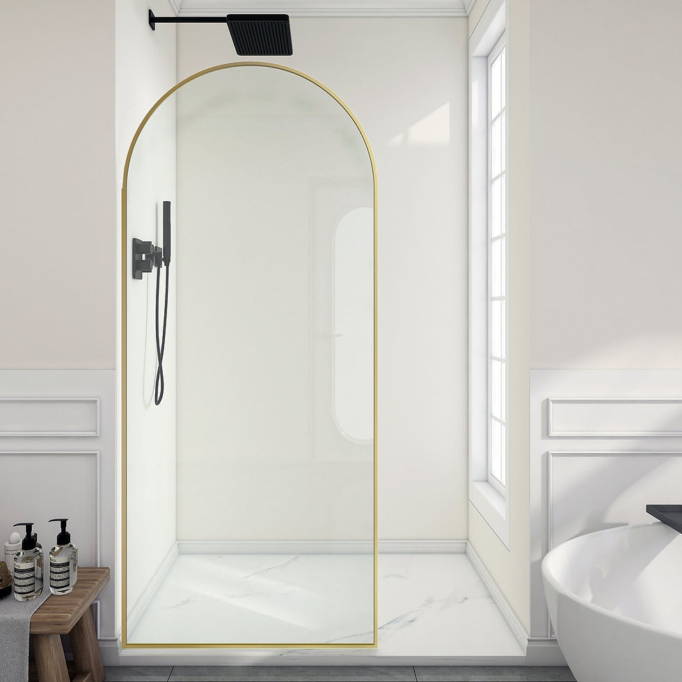 Thumbnail: ANZZI Ember Series 78 in. x 34 in. Framed Arch Fixed Shower Screen Door
