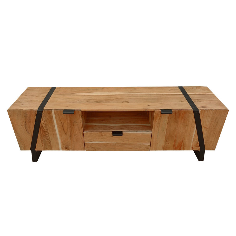 Thumbnail: The Urban Port Aza 59" Handcrafted TV Console w/ Drawer Natural Brown