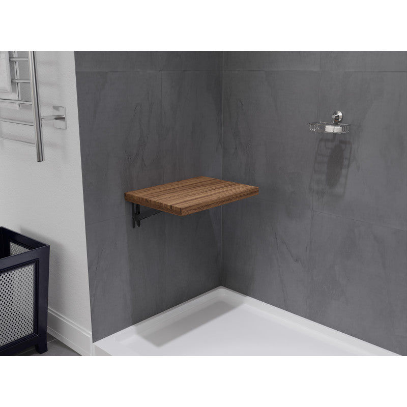 Thumbnail: Shoren 24 in. Teak Wall Mounted Folding Shower Seat