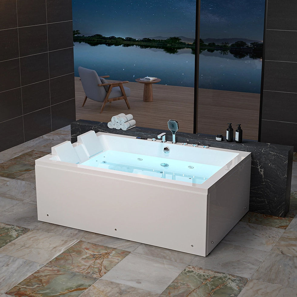 Thumbnail: ibathtub 71" Alcove Dual Massage Whirlpool Inline Heater 2-Person