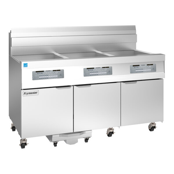 Frymaster 31814GF Oil-Conserving 189 lb. Natural Gas 3 Unit Floor Fryer with SMA