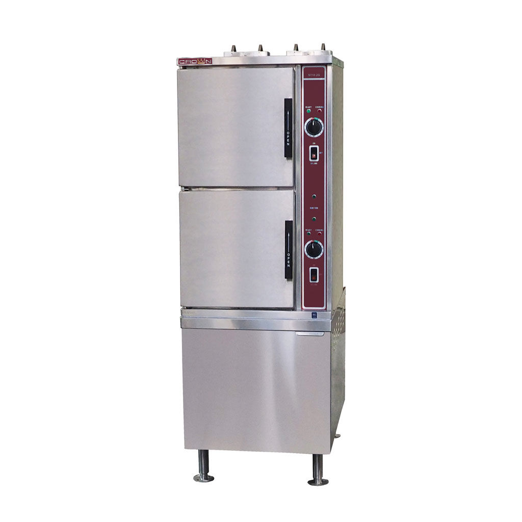 Crownsteamgroup - Gas High Efficient Convection Steamer, 2 Compartments, 10 Pan