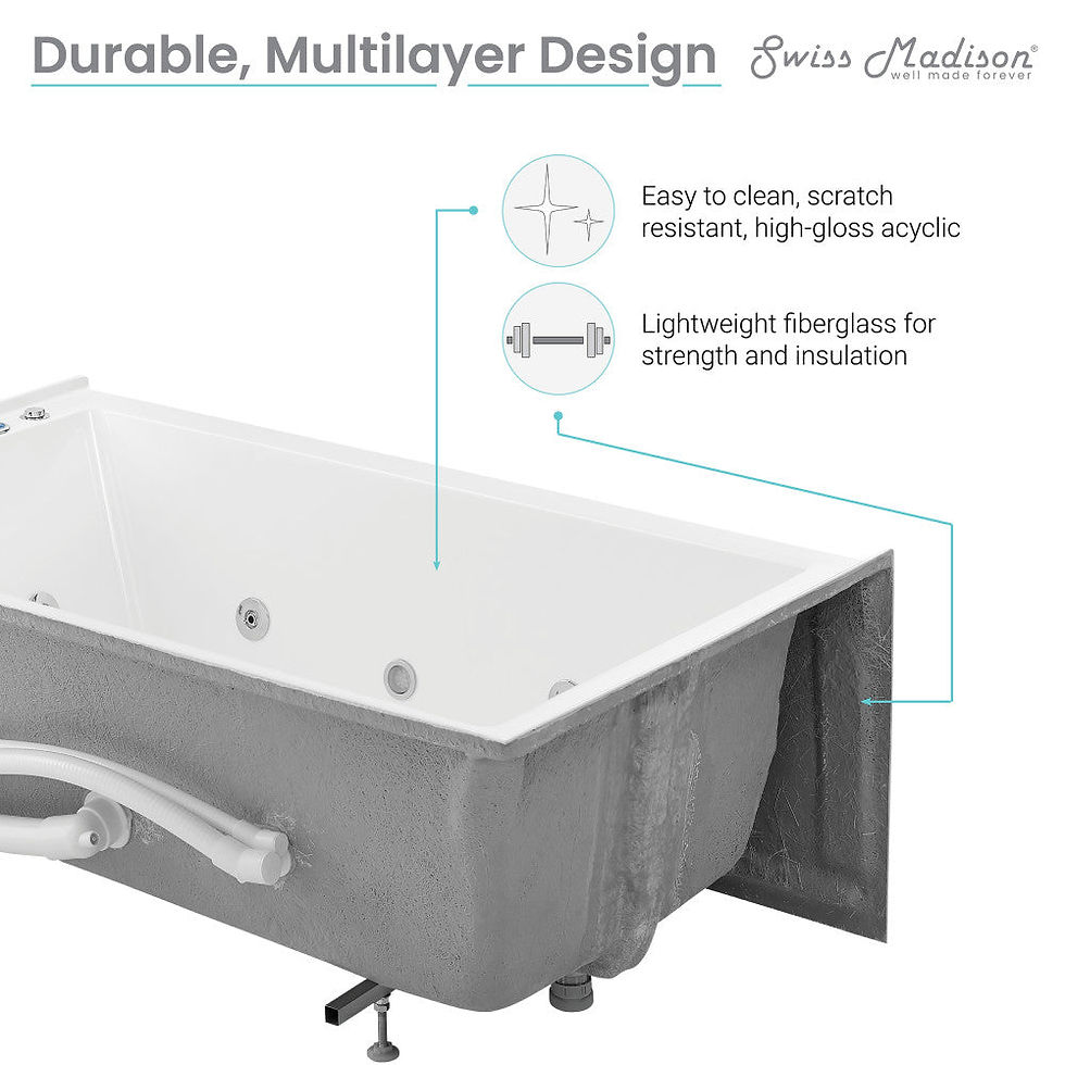 Thumbnail: Swiss Madison Avancer 60" x 36" Right-Hand Drain Rectangular Alcove