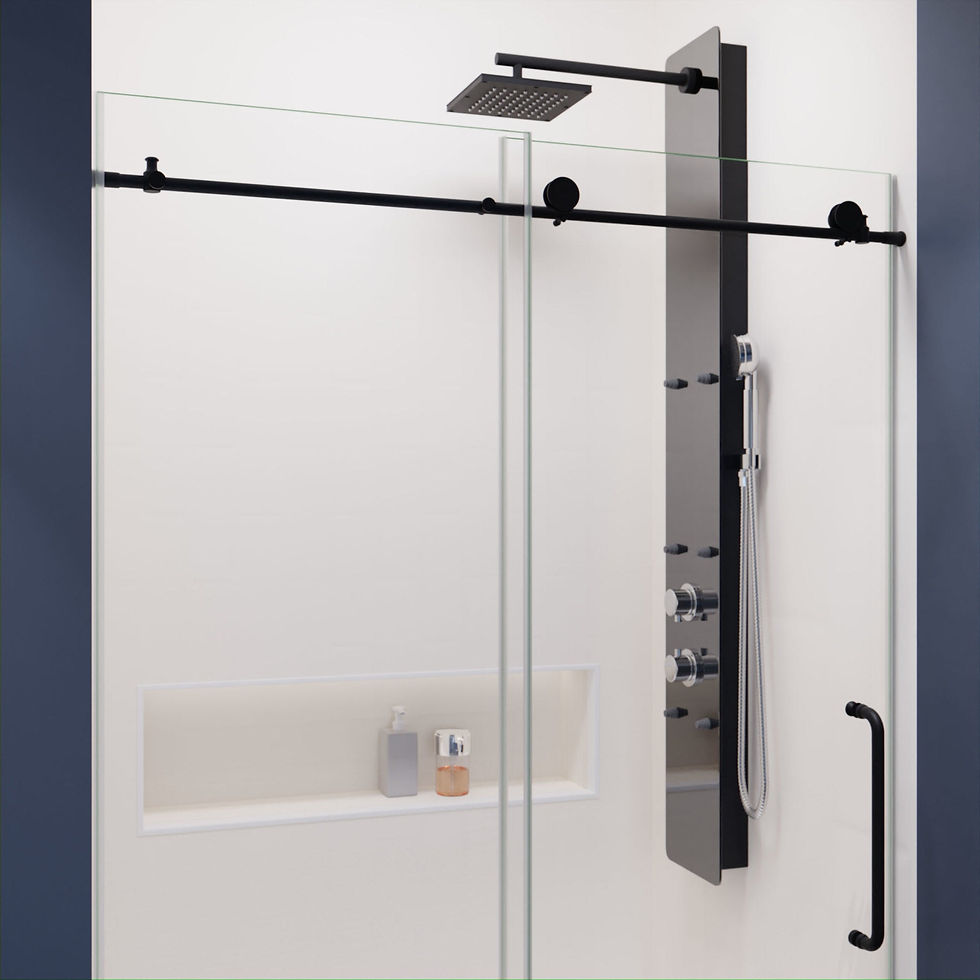 Thumbnail: ANZZI 48 in. by 76 in. Frameless Sliding Shower Door in Matte Black w/