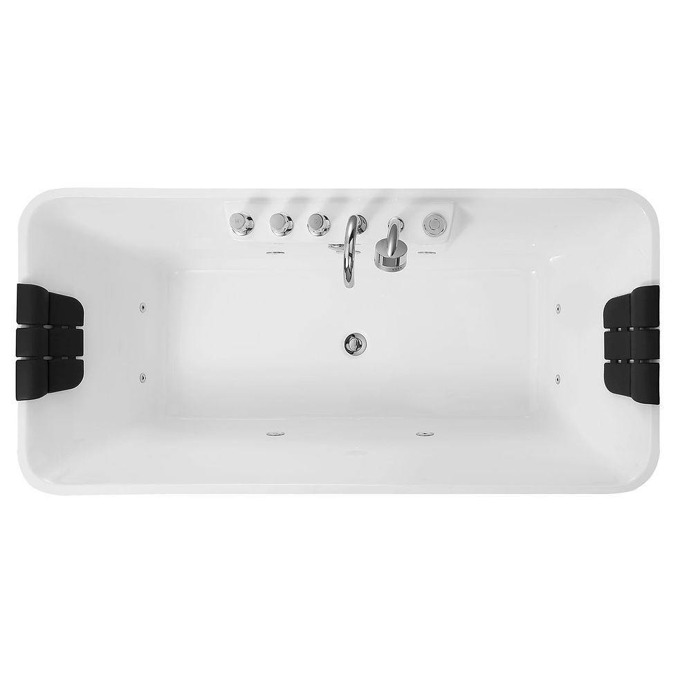 Thumbnail: ibathtub 67" Freestanding Rectangle Whirlpool Bathtub with Center Drain