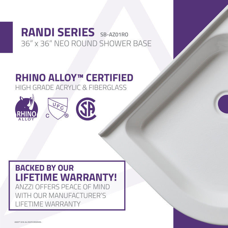 Thumbnail: ANZZI Randi Base Series 36 in. L x 36 in. W Corner Shower Shower Pan