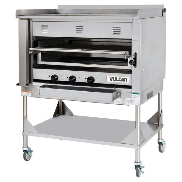 Vulcan VST3B-NAT Natural Gas Chophouse Ceramic Broiler with Griddle Top and Stan