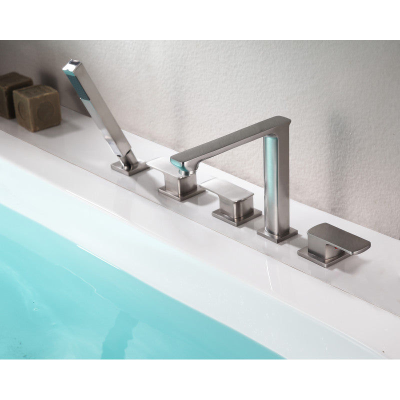 Thumbnail: ANZZI Shore 3-Handle Deck-Mount Roman Tub Faucet with Handheld Sprayer