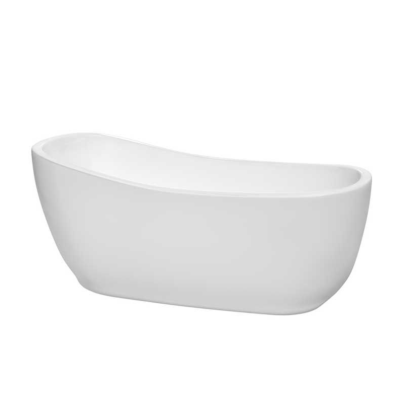 Wyndham Collection Margaret 66" Soaking Bathtub in White w/ - WCBTO85666BNTRIM