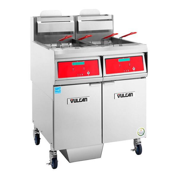 Vulcan 4VHG50DF-LP QuickFry Series 200 lb. Liquid Propane 4 Unit Floor Fryer wit