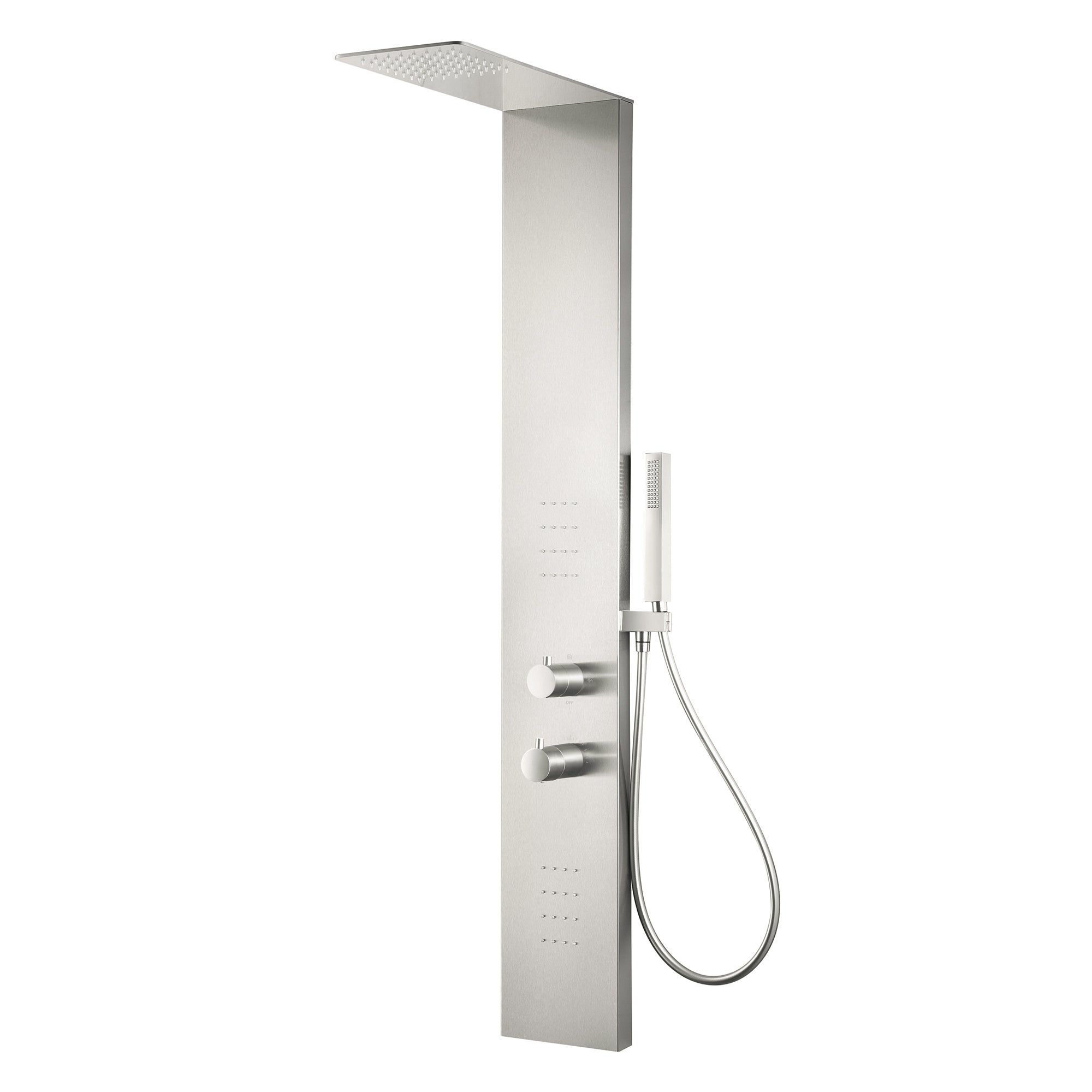 Collines Series 55 in. 2-Jetted Shower Tower with Heavy Rain Shower and Body Jet