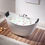 Thumbnail: 59" Freestanding Boat-shaped Whirlpool Bathtub with Center Drain