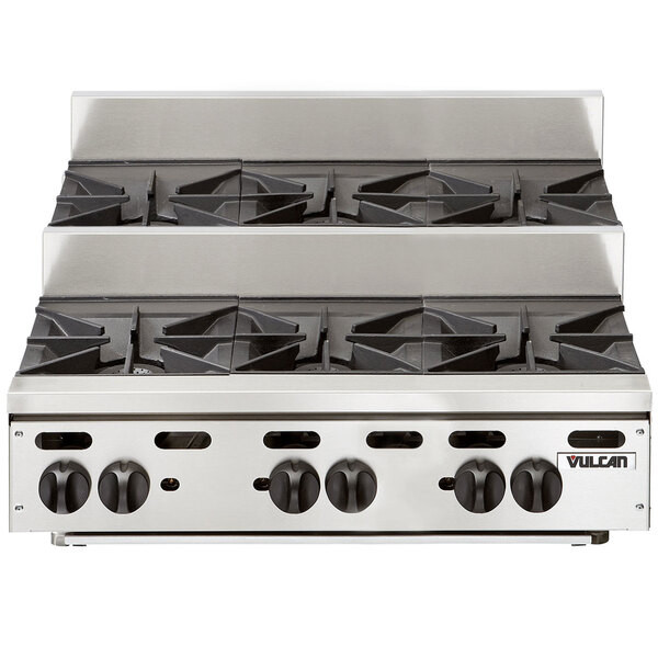 Vulcan VHP636U Natural Gas 36″ 6 Burner Step Up Countertop Range – 180,000 BTU