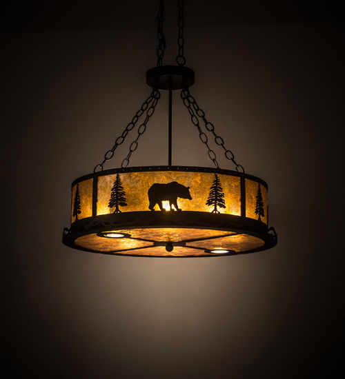 Meyda 26" Wide Wildlife at Dusk Inverted Pendant