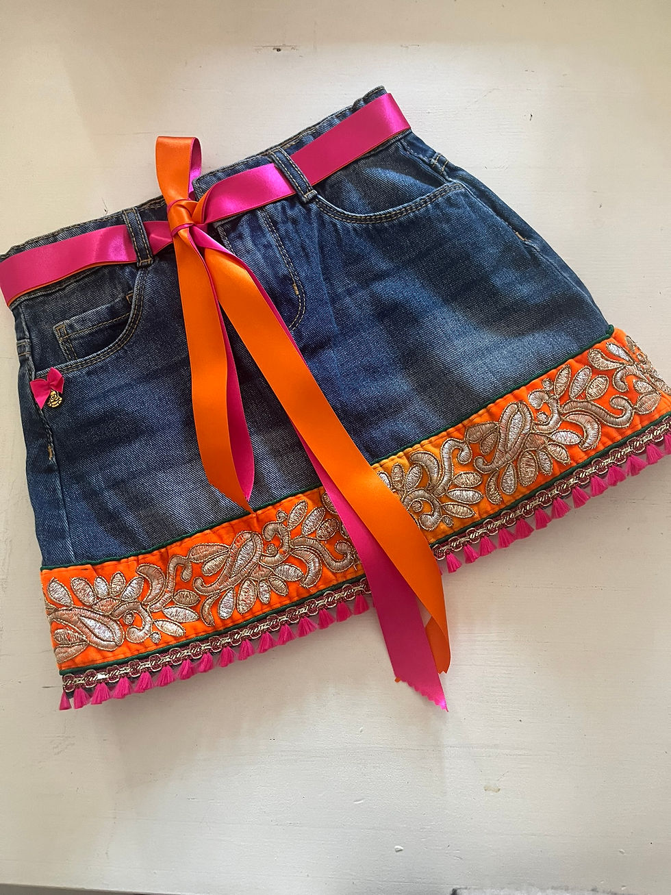 Bohemian spijkerrokje maat 128