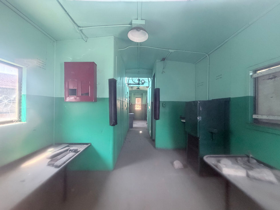 Interior of a historic Union Pacific caboose.