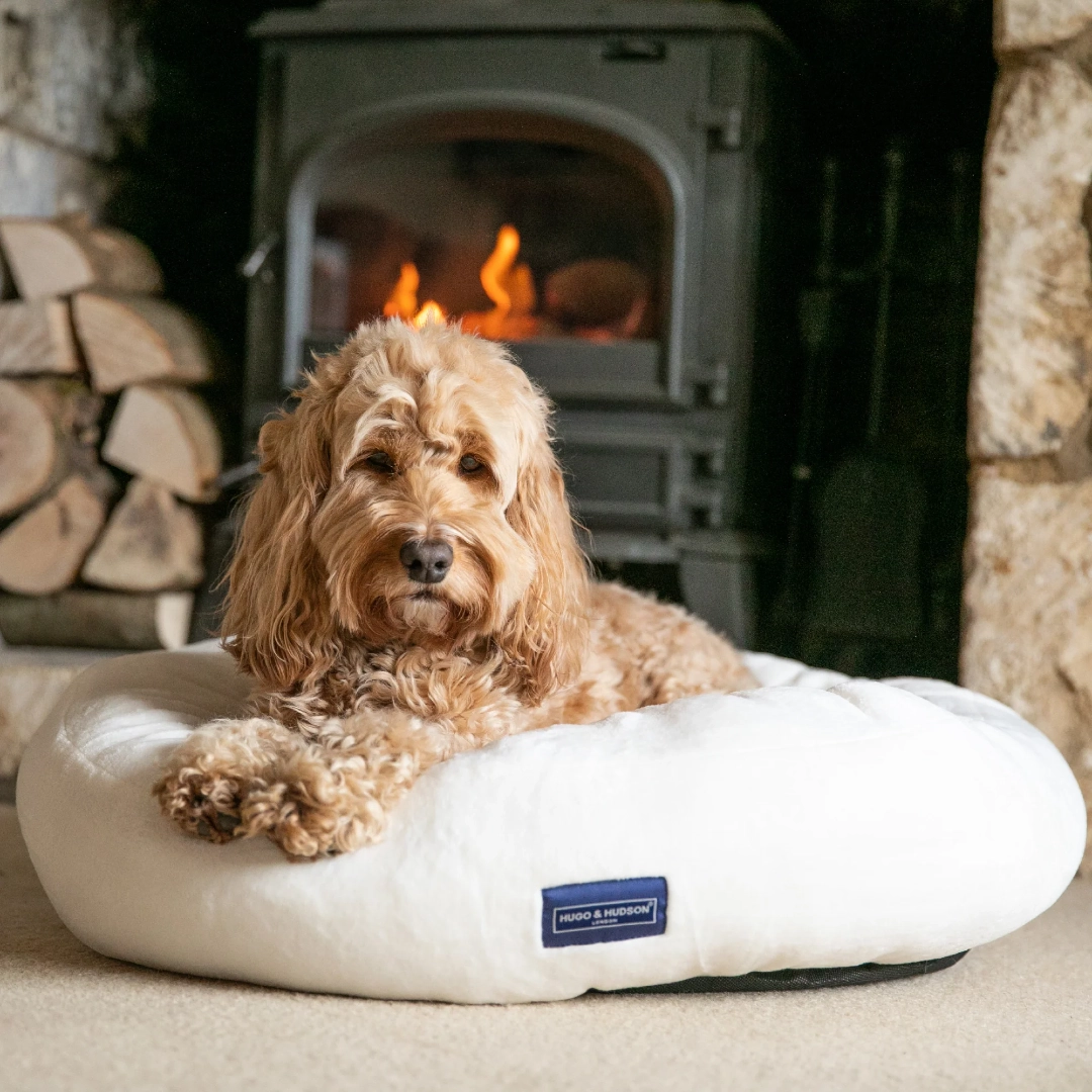 Thumbnail: Hugo & Hudson Creamy White Round Donut Dog Bed - Small