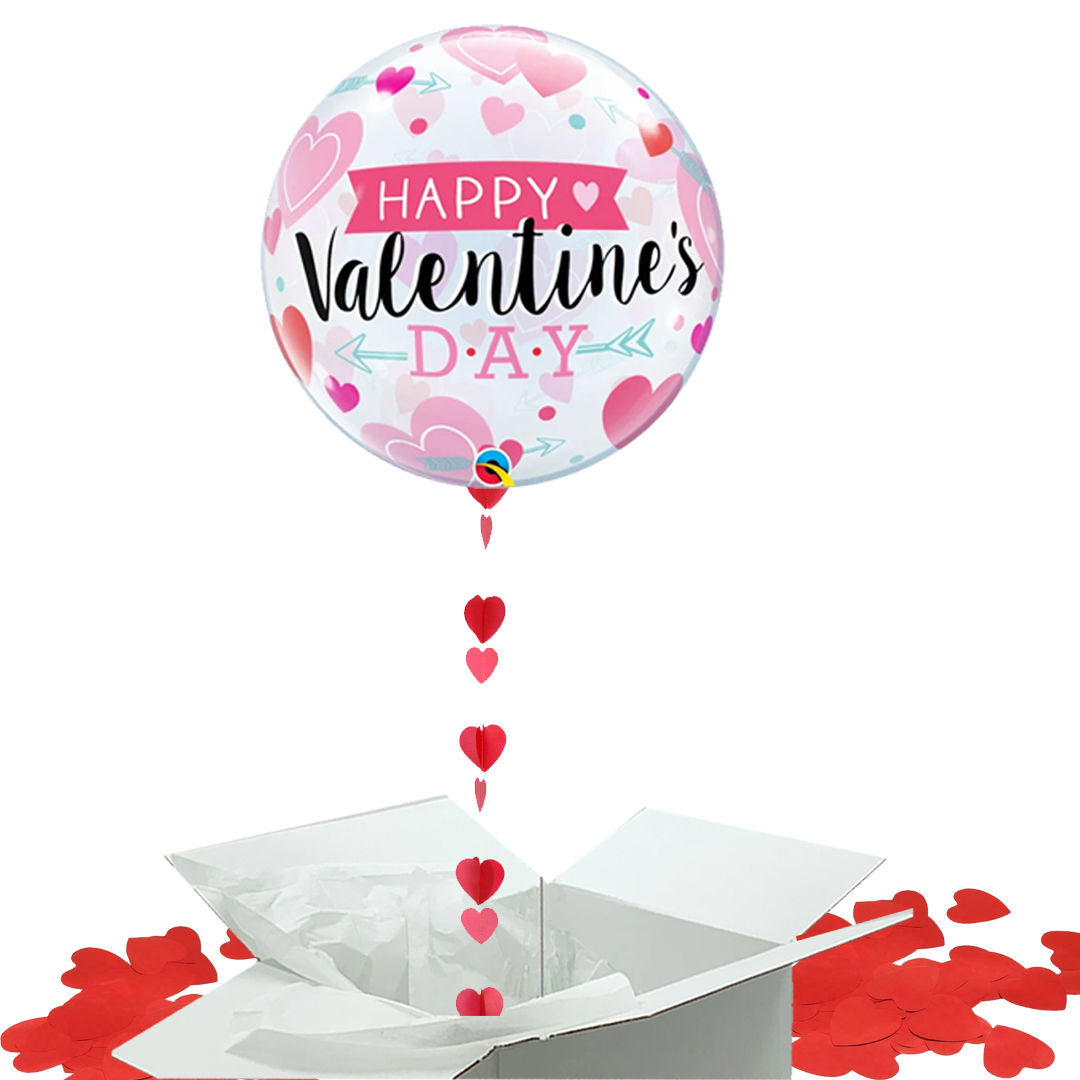 Happy Valentine's Day Pink Heart Bubble in a Box