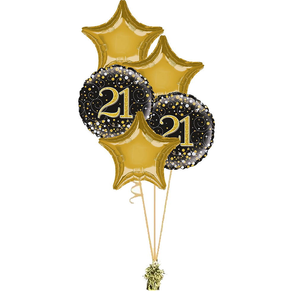 Thumbnail: 5 Foil Bouquet - Black & Gold Age 16 to Age 90