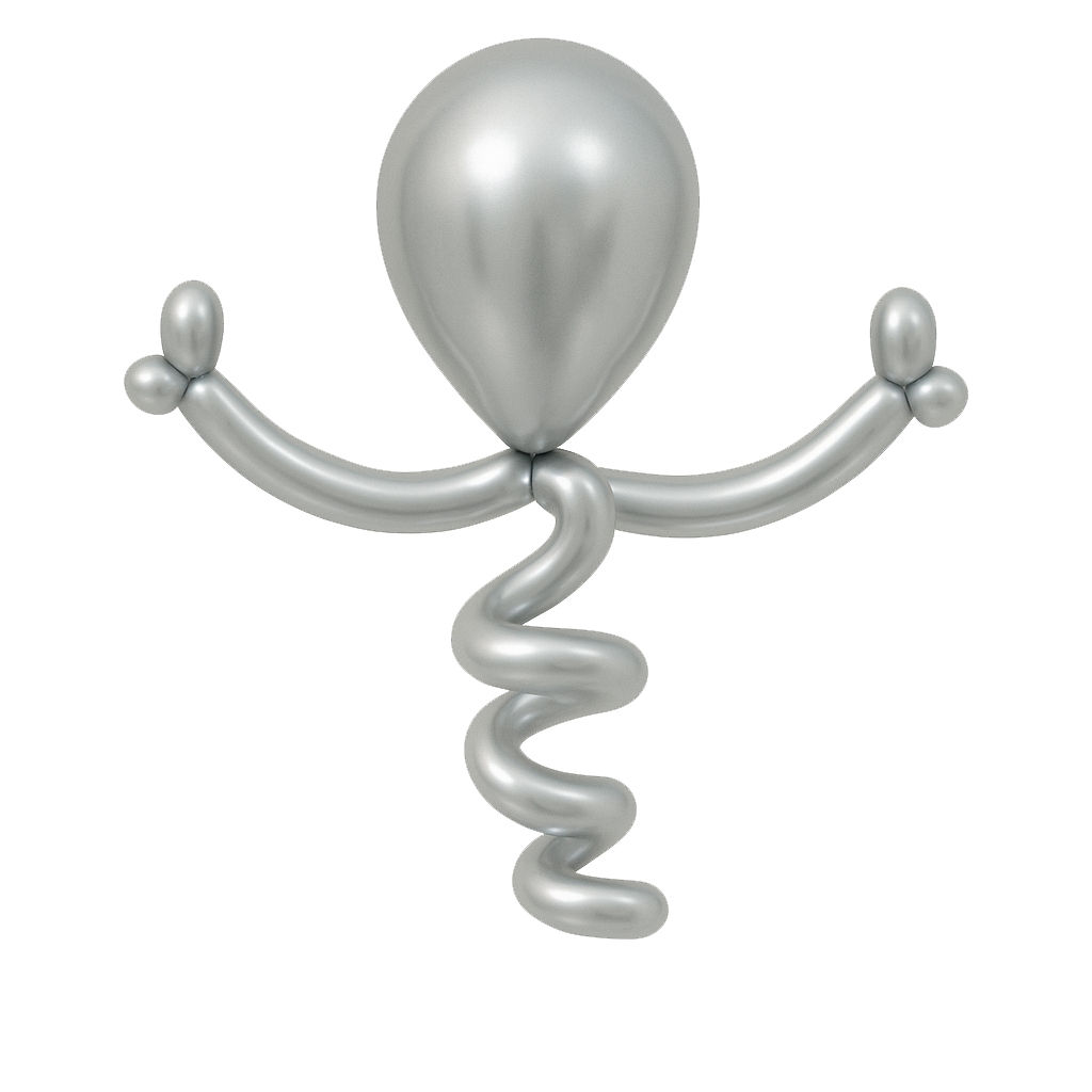 Latex Dance Buddy With Arms - Chrome Silver