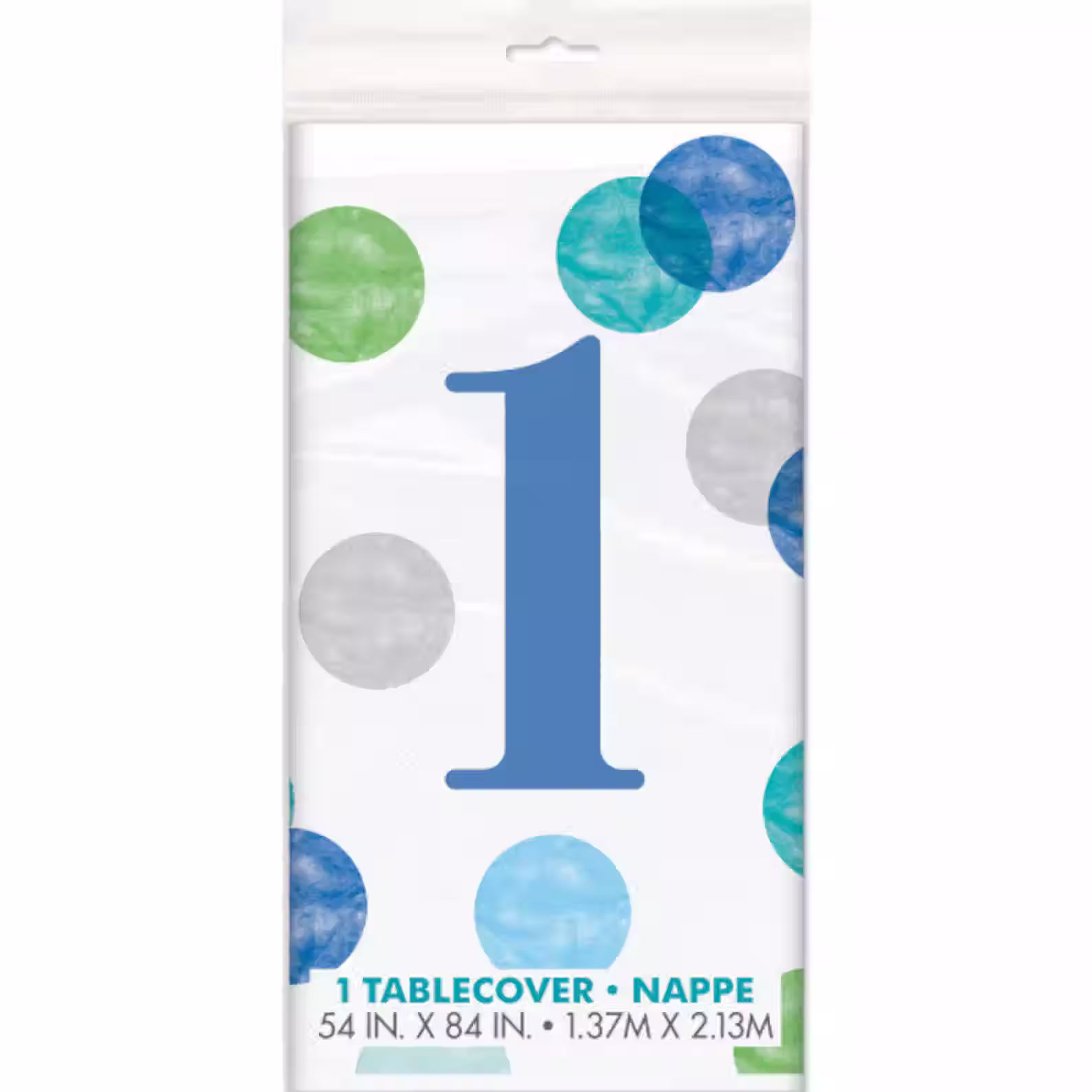 Blue Dots 1st Birthday Tablecover