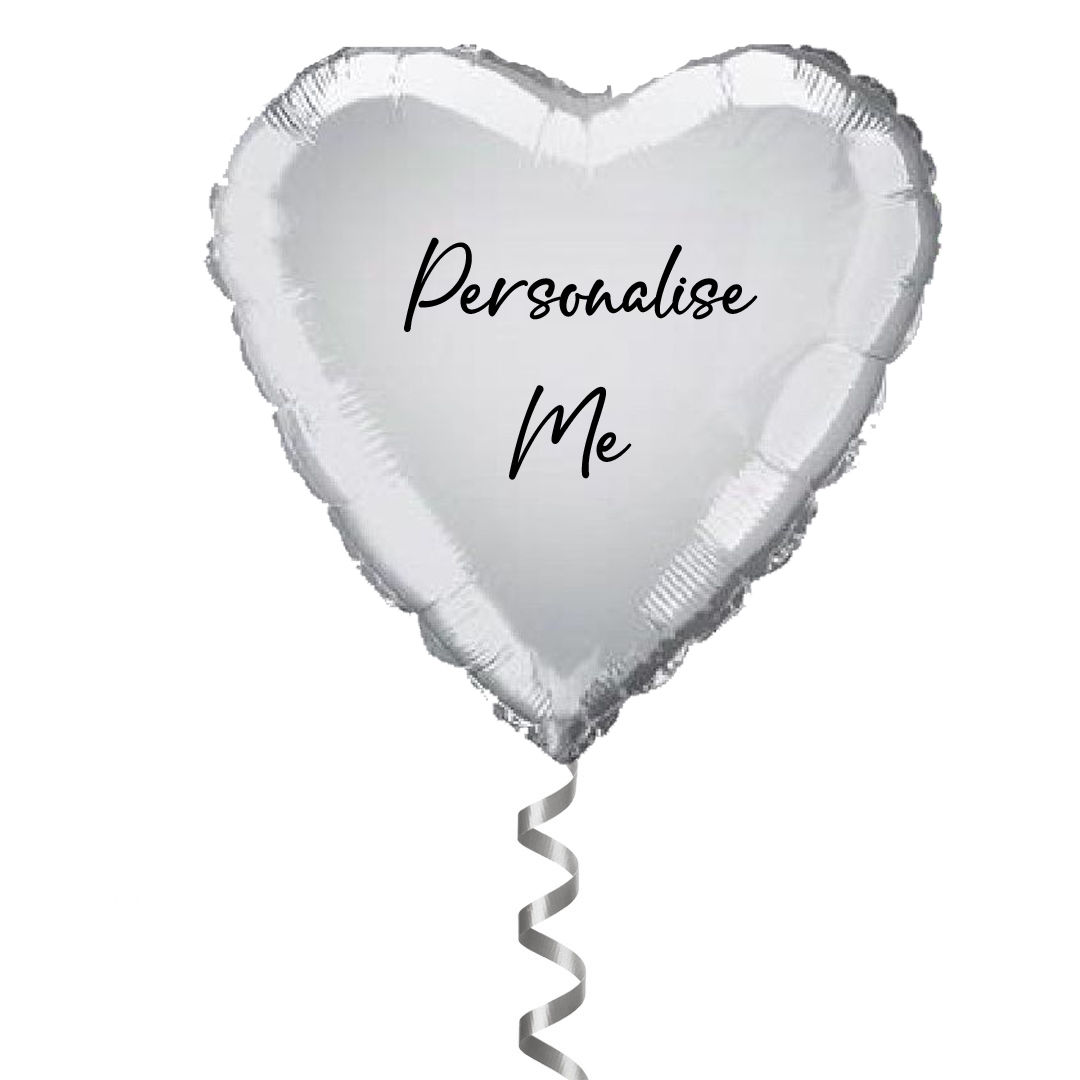 18" Personalised Foil Silver Heart