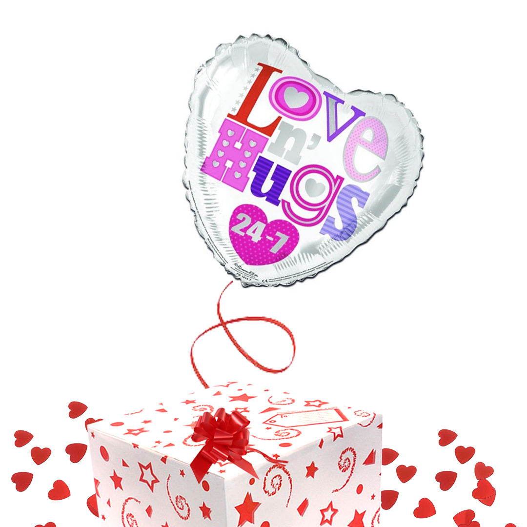 Balloon in a Box - 18" Love 'N Hugs Heart