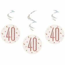 Thumbnail: 6 Pack Hanging Swirl Decorations Age 13 - 100 - Rose Gold