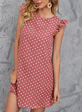 EMERY ROSE Polka Dot Tie Back Ruffle Trim Dress.webp
