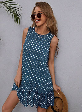 EMERY ROSE Polka Dot Ruffle Hem Smock Dress.webp