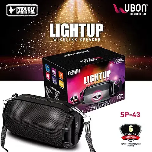 Thumbnail: UBON SP-43 TWS Lightup 5W Bluetooth Speaker (Black, Stereo Channel)