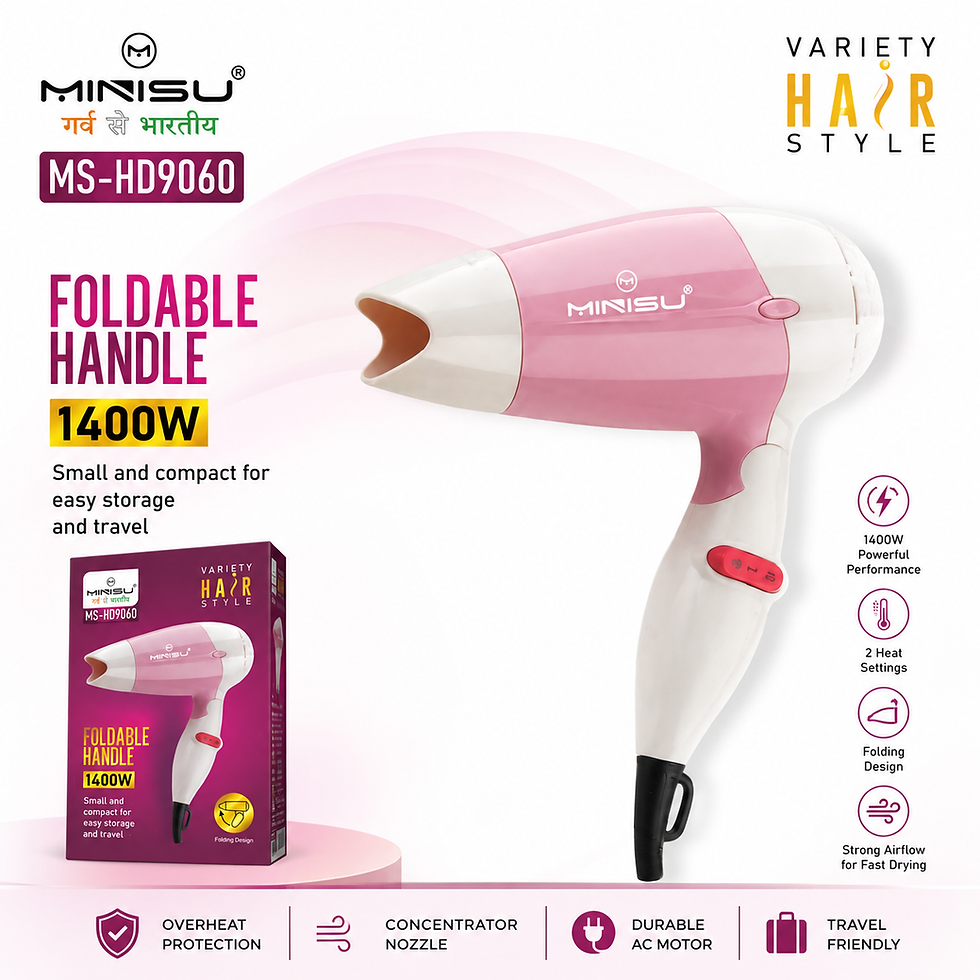 Thumbnail: MANISU MS-HD9060 VARIETY HAIR STYLE FOLDABLE HANDLE 1400W HAIR DRYER