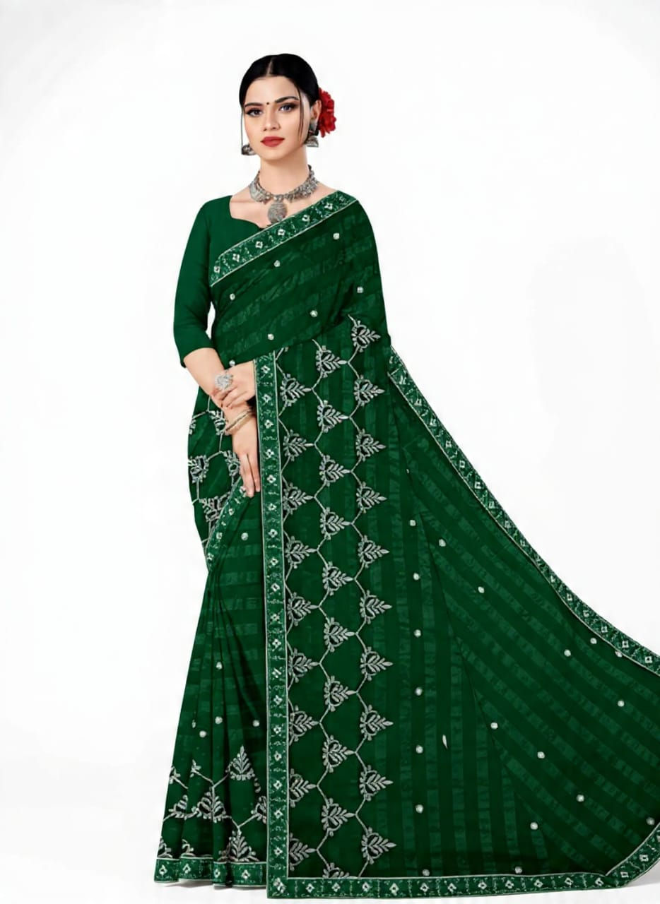 Thumbnail: Black Elegance Premium Embroidered Sharee