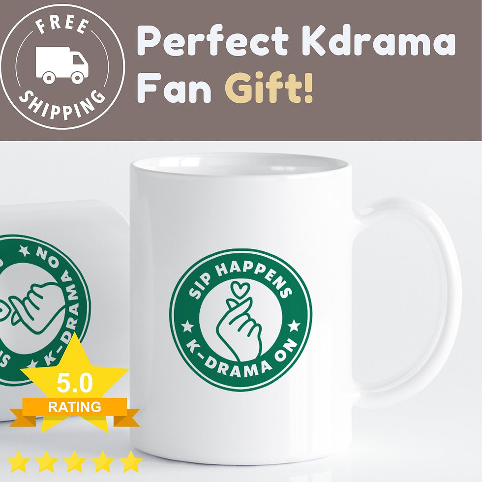 Thumbnail: Kdrama Fan Gift, White 15 Oz Coffee Mug, Korean Finger Heart Cup