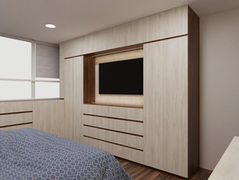 Cubrica, Antartica, Nogal Africano, mueble de tv para recamara, centro de tv, mueble para pantalla en recamara, centro de entretenimiento, closets vanguardia