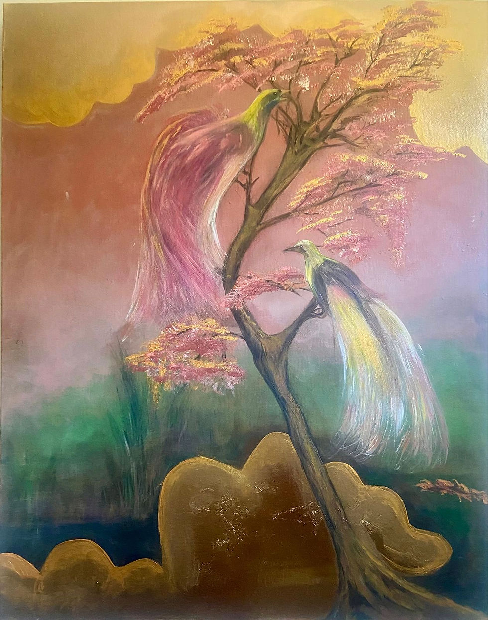 Thumbnail: ¨Birds¨ Acrylic Painted on canvas 100x80cm