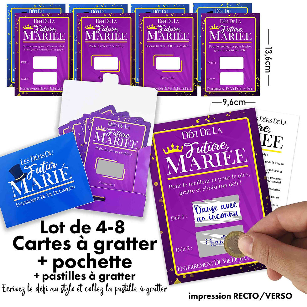 Miniature : EVJF - EVG - Carte à gratter DEFI  JEU  enterrement de vie de jeune fille garçon