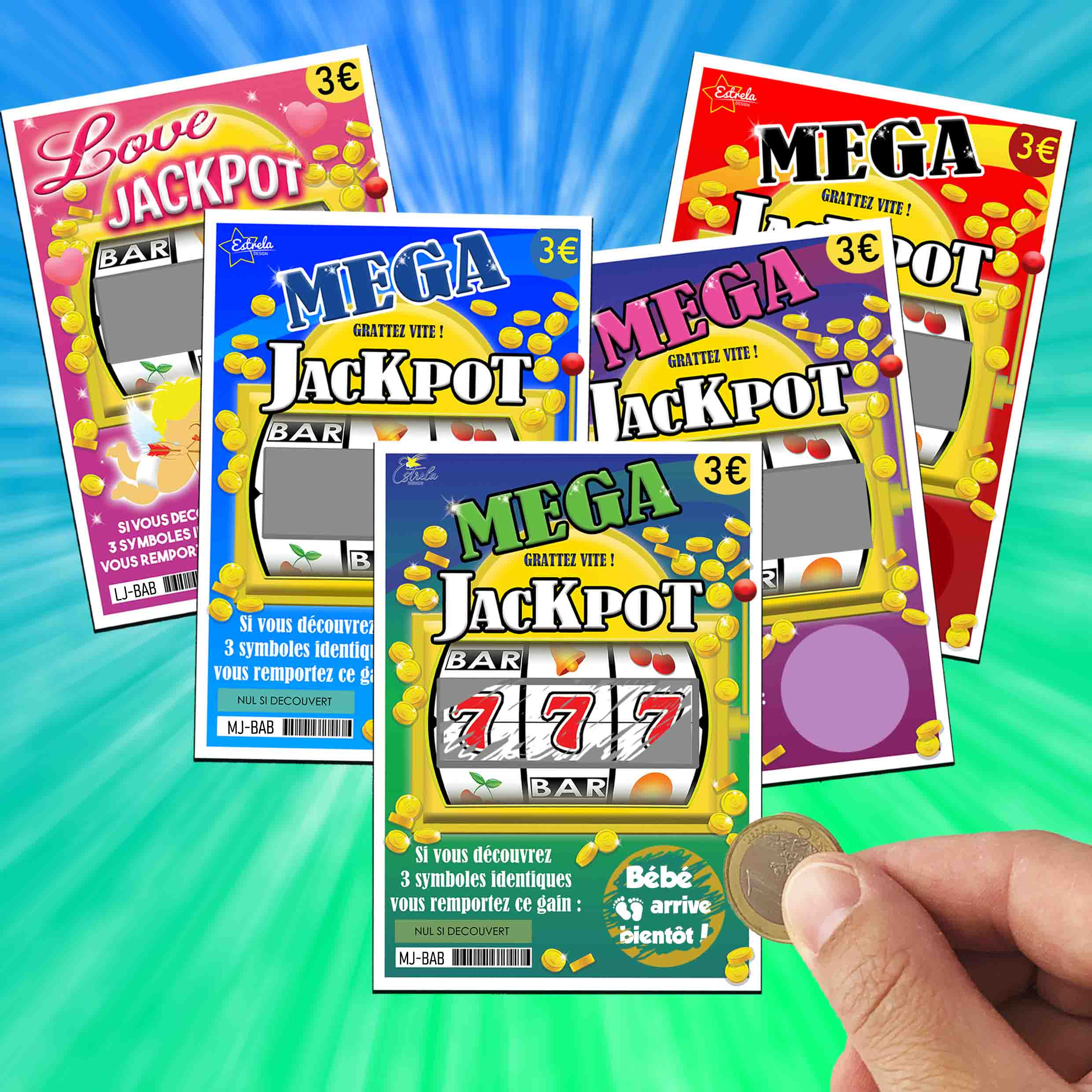 LOT DE 5 CARTES à GRATTER