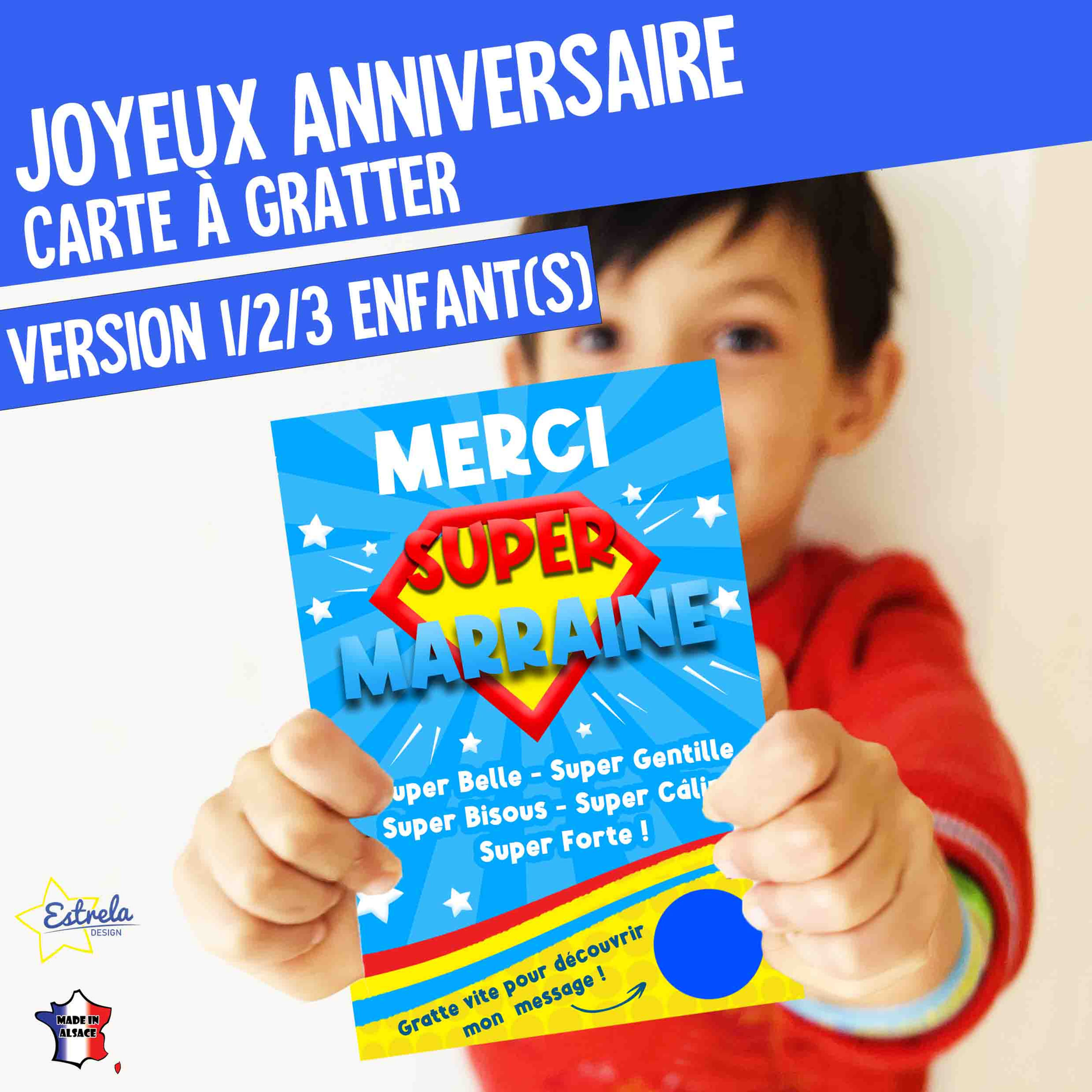 MERCI - JOYEUX ANNIVERSAIRE - CARTE A GRATTER