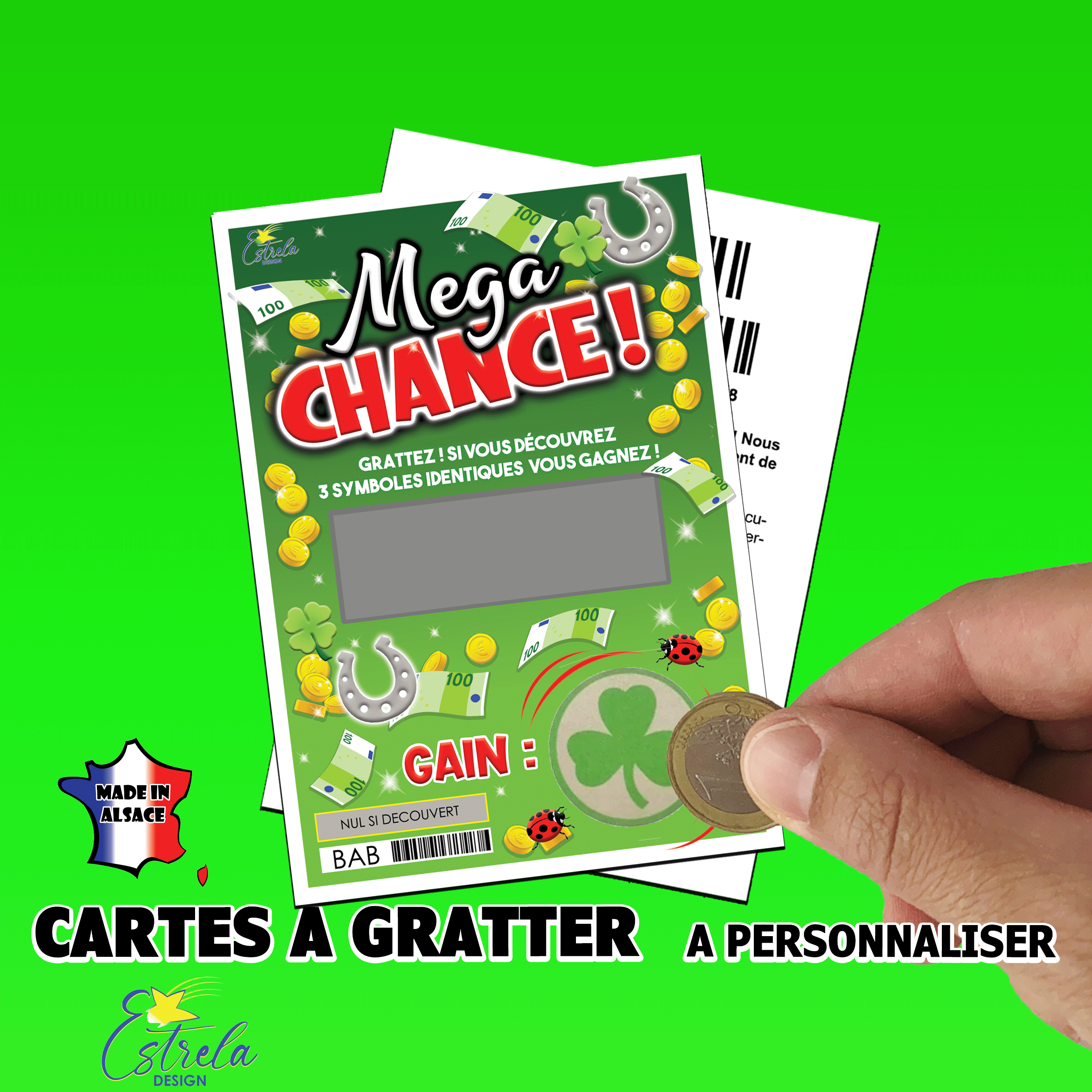Carte à gratter personnalisable - MEGA CHANCE