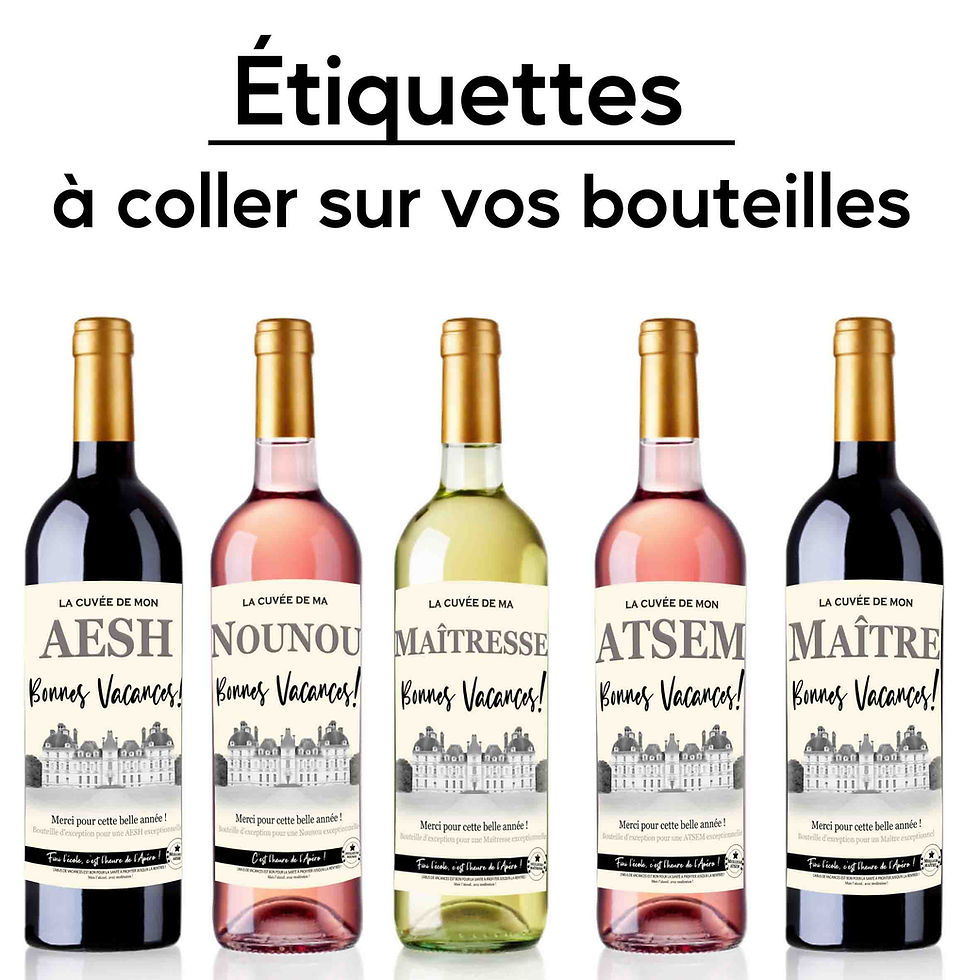 Miniature : ETIQUETTE VIN - BIERE  - MAITRESSE MAITRE ATSEM AESH NOUNOU