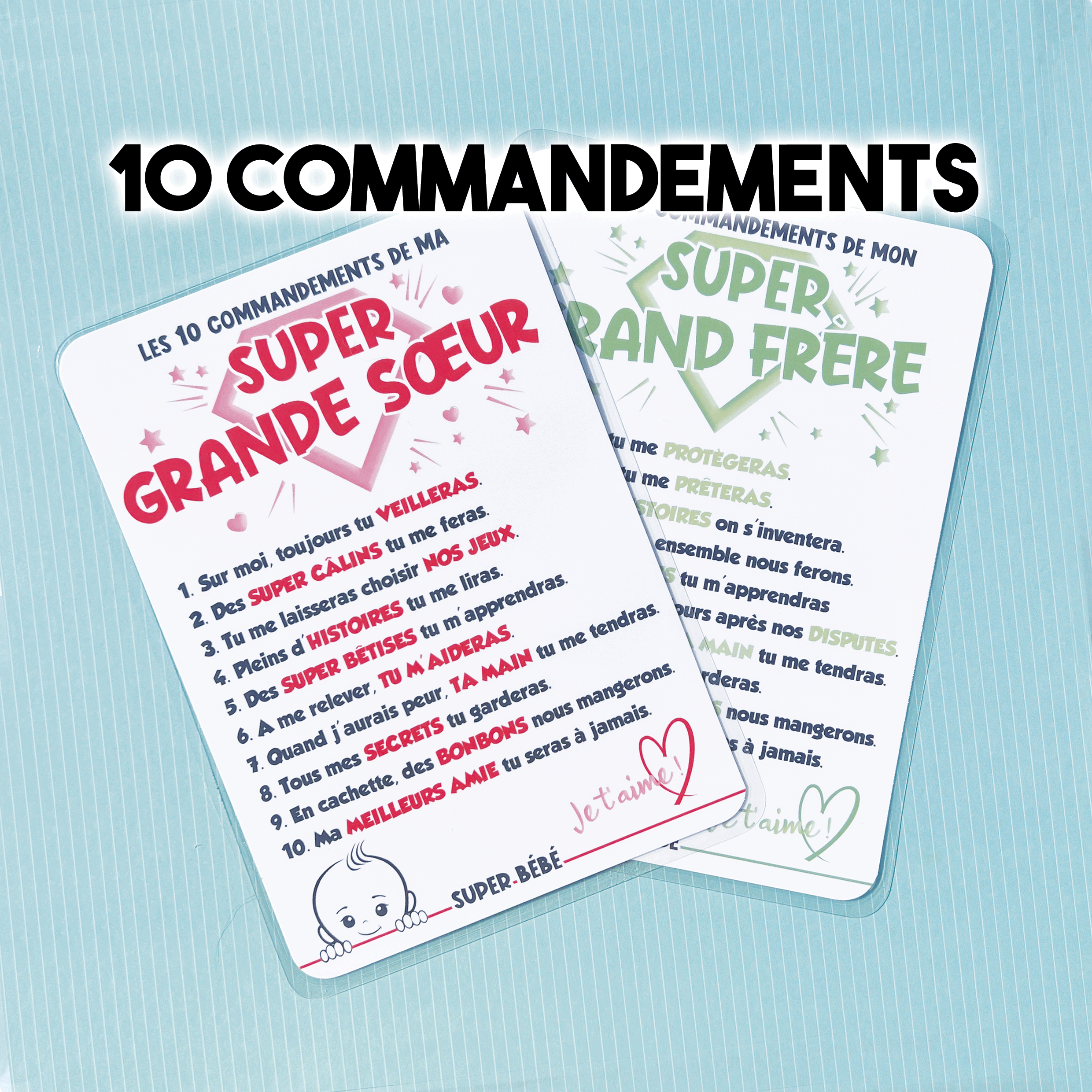CARTE 10 COMMANDEMENTS SUPER GRAND FRERE, SUPER GRANDE SOEUR
