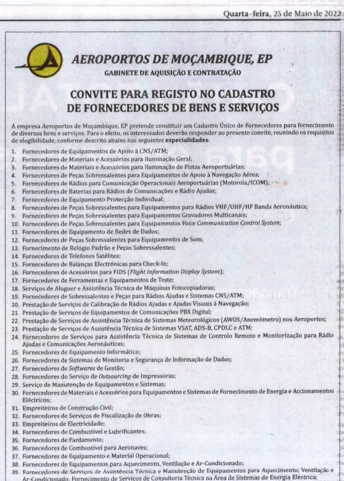 Convite para registro no cadastro de fornecedores de bens e serviços content media
