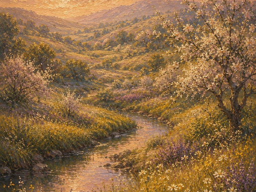 A valley of spring blossoms