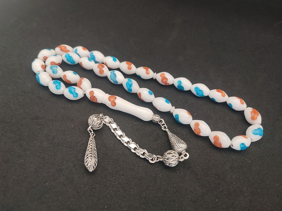 MİNE VE KEHRİBAR İŞLEMELİ İRİ BOY DEVE KEMİĞİ