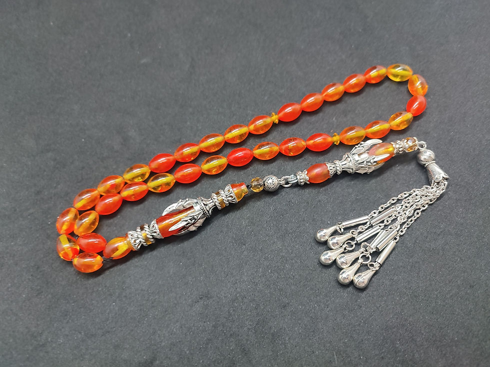 ZEYN USTA ESERİ GÜMÜŞ NAKKAŞ İMAME PENÇE MODEL SIKMA KEHRİBAR