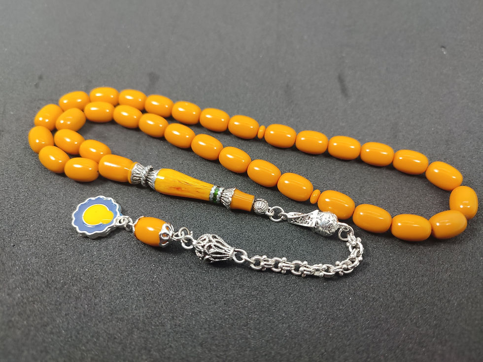 ŞEVKET ALKAN USTA İŞİ 925 AYAR GÜMÜŞ NAKKAŞ İMAME SIKMA KEHRİBAR