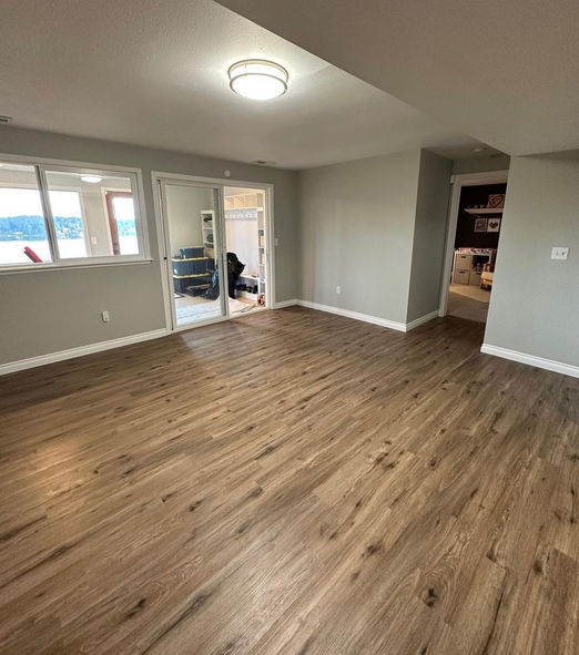 gray walls in basement of house